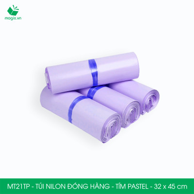 MT21TP - 32x45 cm  - Túi nilon gói hàng - 200 túi niêm phong đóng hàng màu tím pastel