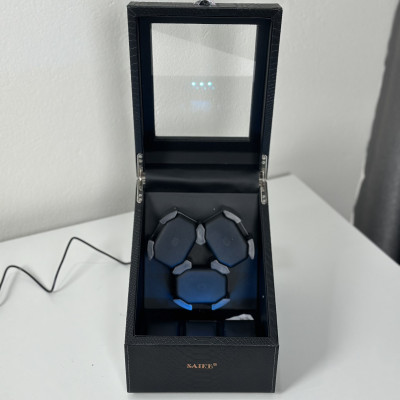 [BH 2 Năm Động Cơ] Hộp Đồng Hồ Cơ 3 Xoay + 3 Tĩnh SAIKE Vỏ Da Sần Dày Có Đèn Led