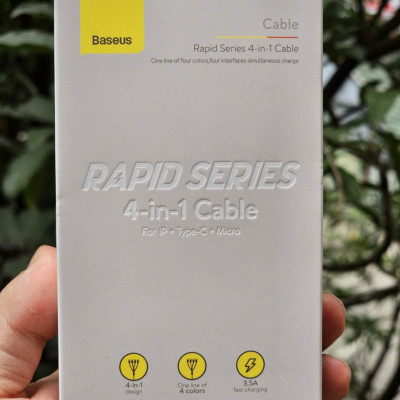 Dây Cáp Sạc Nhanh Đa Năng 4 in 1 Baseus rapid series 4 in 1 (3.5A, 1.2M, Fast charge 4 in 1 Cable) - 2 đầu dùng cho iPhone - 1 đầu TypeC - 1 đầu micro usb - Hàng Chính Hãng