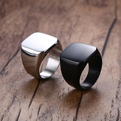 Nhẫn nam titan thời trang mặt trơn vuông to inox cao cấp thép không gỉ trangsucpt màu mạ đen PTNNA25