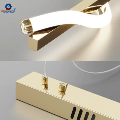 Đèn thả phòng khách trang trí quán cafe SuperVilighting dài 1.2m dạng xoắn dải lụa bảo hành 24 tháng