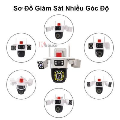 Camera Yoosee 3 Mắt Máy Bay Độc Lập Siêu Sắc Nét, Đêm Có Màu, Đàm Thoại Hai Chiều, Chống Nước Nhựa IP66, Hàng Nhập Khẩu