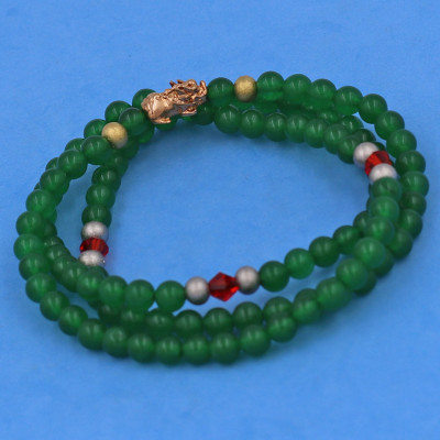 [Mệnh Mộc, Hỏa] Bộ Vòng Chuỗi, Tràng Hạt 108 Hạt 6 Ly Đá Thạch Anh Xanh Lá Charm Tỳ Hưu Inox - Tràng Chuỗi Niệm Phật - An Yên - Thịnh Vượng - May Mắn - Tài Lộc - Bình An - Phong thủy 868