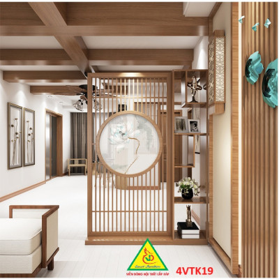 Vách ngăn phòng khách, vách ngăn tủ kệ bằng gỗ 4VTK19 - NỘI THẤT LẮP RÁP VIENDONGADV