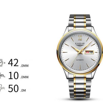 Đồng hồ nam chính hãng Kassaw K883-1 hàng mới 100% ,kính sapphire chống nước,chống xước,máy cơ (Automatic),dây kim loại thép không gỉ 316L ,kiểu dáng đơn giản ,size mặt to 42mm