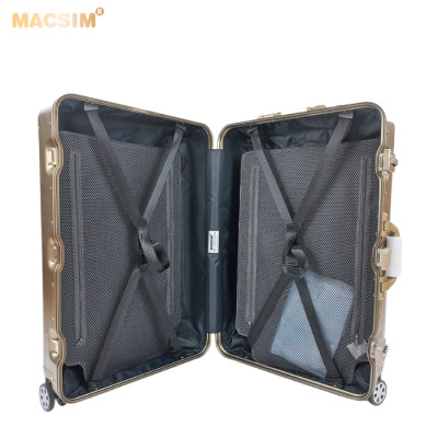 Vali tay kéo cao cấp chất liệu hợp kim nhôm nguyên khối MS1318 Macsim màu ti-gold cỡ 24inches