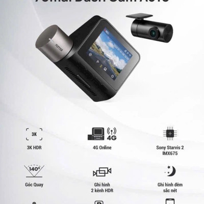 Camera hành trình 70mai A510 cảnh báo an toàn ADAS, 4G, GPS, độ phân giải 3K HDR sắc nét - Hàng chính hãng