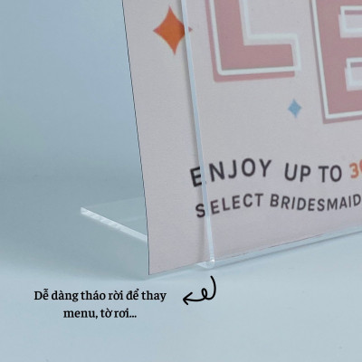 Kệ mica 1 mặt Enter F06-P 35x50mm A9 đứng, Kệ menu chữ L, Khung thông tin sản phẩm, Khung bảng giá, Kệ trưng bày để bàn