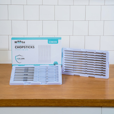 Bộ Đũa inox 10 Đôi Haatz CIM316 - Đũa inox 316L Siêu Bền, An Toàn Cho Sức Khoẻ, Bảo Hành 24 Tháng
