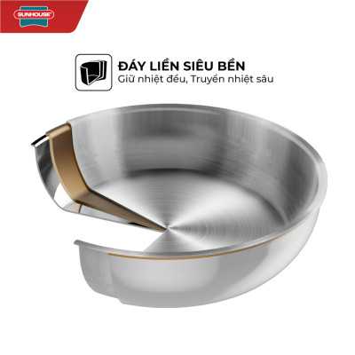 Bộ Nồi Chảo Inox 304 Đáy Liền Sunhouse SHG808