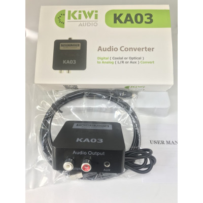 Bộ chuyển âm thanh TV 4K quang optical sang audio AV ra amply + Cáp optical KA03 Bộ Chuyển Quang Âm Thanh Từ Digital Sang Analog Âm Thanh Lớn Tặng Kèm Dây AV - Hàng chính hãng