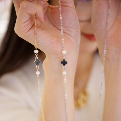 Dây kính phụ kiện đeo gọng kính chống rơi rớt thất lạc cỏ bốn lá phong cách Nhật Hàn