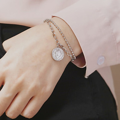 Lắc tay mặt đồng xu cổ punk rock