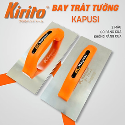 Bàn xoa răng cưa (bay răng cưa) KAPUSI Japan, lưỡi thép cán nhựa cam chắc chắn