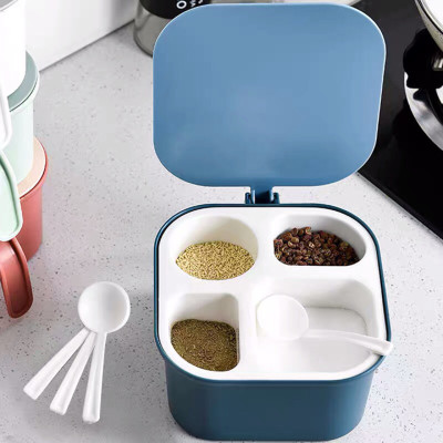 Hộp đụng gia vị 4 ngăn có nắp đậy - Henrysa (màu ngẫu nhiên)