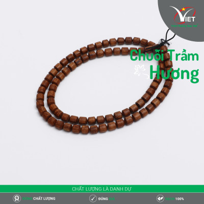 Chuỗi Trầm Thiên Nhiên Kiểu Đốt Trúc Hiện Đại Màu Chocolate- Có Thể Đeo Như Dây Chuyền Rất Đẹp