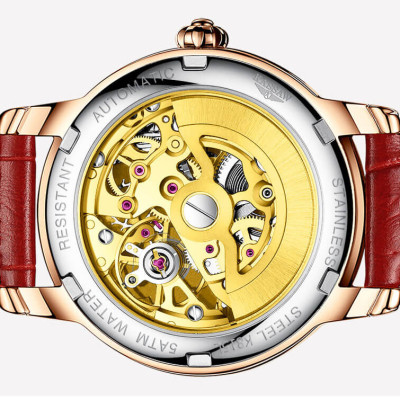 Đồng hồ nữ chính hãng KASSAW K815-1 ,Fullbox, Kính sapphire ,chống xước,chống nước,mặt trắng vỏ vàng hồng dây da, thép không gỉ 316L, Mới 100%,Bảo hành 24 tháng,thiết kế lộ cơ đơn giản,trẻ trung và sang trọng