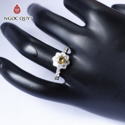 Nhẫn bạc nữ Citrine mệnh thổ, kim - Ngọc Quý Gemstones