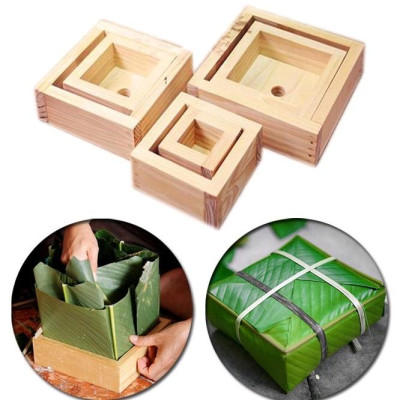 Khuôn Bánh Chưng Thông Minh Bằng Gỗ Lọai 2 Khuôn Thành Cao 6cm Tạo Bánh Hình Vuông Có Kích Thước 14x14Cm, Khuôn Làm Bánh Chưng Trong Dịp Tết Nguyên Đán