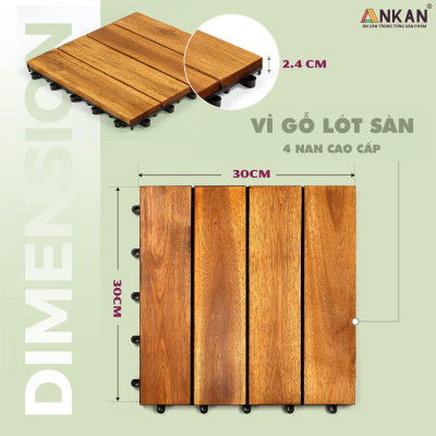 Vỉ Gỗ Lót Sàn Thương Hiệu ANKAN, Loại 4 Nan Lớn, Ván Sàn Gỗ Vỉ Nhựa Dùng Để Trang Trí Ban Công Ở Các Khu Chung Cư, Khu Nhà Ở Và Các Biệt Thự, Resort Cao Cấp, Siêu Bền, Hàng Xuất Khẩu Đi Mỹ