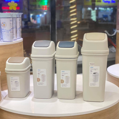 [Loại Kèm Ruột] Thùng Rác nắp lật Hiro 5L- 10L-15L (Tặng kèm Sticker Cute) kháng khuẩn, ngăn mùi hôi hiệu quả- Chính hãng INOCHI