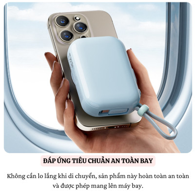 Pin sạc dự phòng không dây từ tính nam châm sạc nhanh 22.5W, dung lượng 10.000 mAh hiệu WIWU W-P049 Tích hợp dây sạc Type C, đạt tiêu chuẩn sạc quốc tế - Hàng nhập khẩu