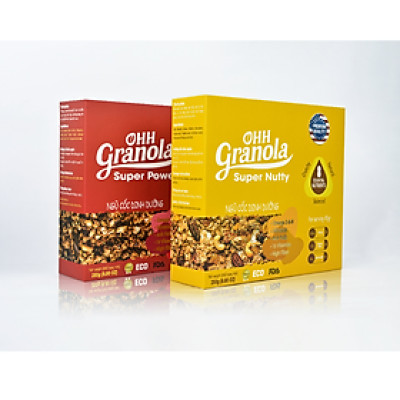 Combo 2 hộp Ngũ cốc Ohh Granola Dòng Super Power, Supper Nutty 500gram