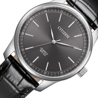 Đồng Hồ Nam Citizen Pin-Quartz Dây Da BH5001-05H - Mặt Xám Đen (42mm)