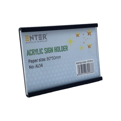 Bảng thông tin nhôm Enter AL14 80x50mm, Khung thông tin sản phẩm, Khung bảng giá siêu thị, Tag thông tin mini
