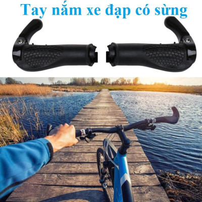 Combo Tay Nắm Cao Su Xe Đạp Có Sừng và khóa chống chộm xe đạp 4 số đổi mã