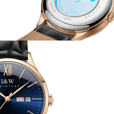 Đồng hồ nam chính hãng IW CARNIVAL IW529G-2 Kính sapphire ,chống xước ,Chống nước 30m ,Bảo hành 24 tháng,Máy cơ (Automatic),dây da cao cấp, thiết kế đơn giản dễ đeo