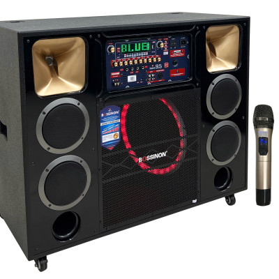 Loa kéo tủ công suất lớn bass 40 đôi dùng bình, có đèn leb thương hiệu Bossinon N8119K- công suất 2.400w- Hàng Chính Hãng