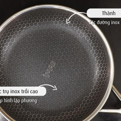 [Hàng chính hãng] Chảo chiên inox iMat Hybrid Blackcube 26cm, Phủ chống dính Ceramic đen