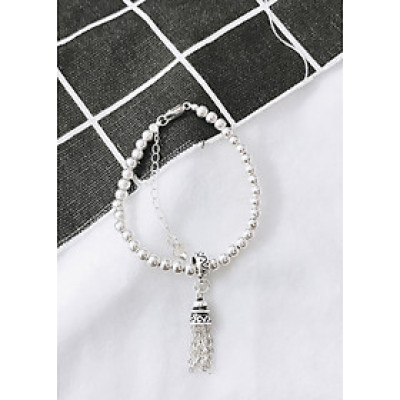  Lắc bi bạc 3mm charm chuông tua bạc -  Ngọc Quý Gemstones