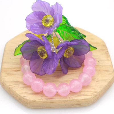 Lắc Tay Nữ Bạc Hiểu Minh LTU377 Phong Thủy màu hồng