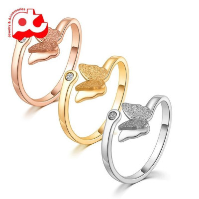 Nhẫn nữ - Nhẫn titan nữ thời trang cao cấp bướm phun cát thép không gỉ titanium trangsucpt 3 màu sắc NNUT51 Voi Pin