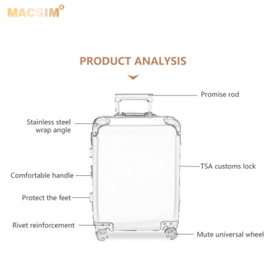 Vali du lịch cao cấp hợp kim nhôm nguyên khối MS1318 Macsim màu đen cỡ 24inches
