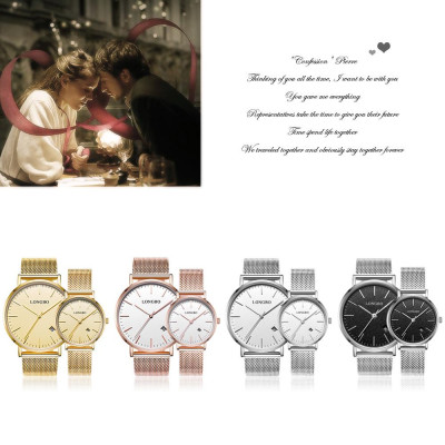 Đồng hồ LONGBO Thời trang Phong cách hiện đại Thắt lưng hợp kim lưới nam & nữ 