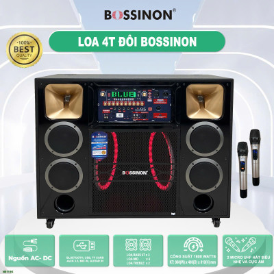 Loa kéo tủ công suất lớn bass 40 đôi dùng bình, có đèn leb thương hiệu Bossinon N8119K- công suất 2.400w- Hàng Chính Hãng