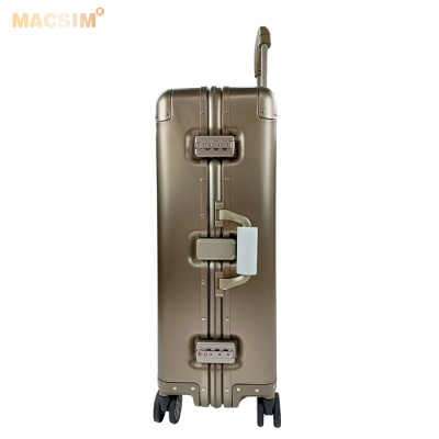 Vali tay kéo cao cấp chất liệu hợp kim nhôm nguyên khối MS1318 Macsim màu ti-gold cỡ 24inches
