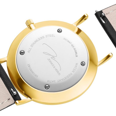 Đồng hồ đeo tay Nữ hiệu JONAS & VERUS X01647-Q3.GGWLB, Máy Pin (Quartz), Kính sappire chống trầy xước, Dây Da Italy