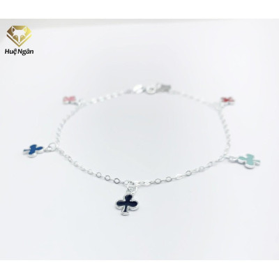 Lắc chân bạc Ý 925 Huệ Ngân-Cỏ Ba Lá May Mắn JL002