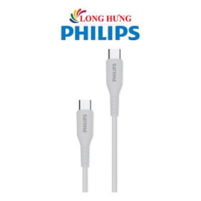 Cáp USB Type-C to Type-C Philips 1.2m USB 2.0 60W DLC8601 - Hàng chính hãng