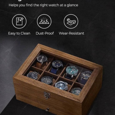 Hộp đựng đồng hồ gỗ Songmics 2 tầng - Đẳng cấp châu Âu Hàng chính hãng