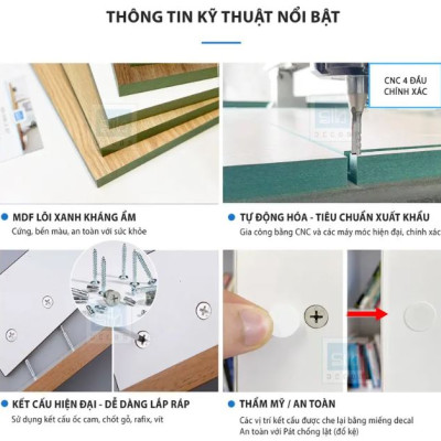 Kệ Sách Treo Tường Chữ Nhật Kết Cấu Giấu Chân Juno Sofa CTKT07-80 KT 80 x 65 x 15cm