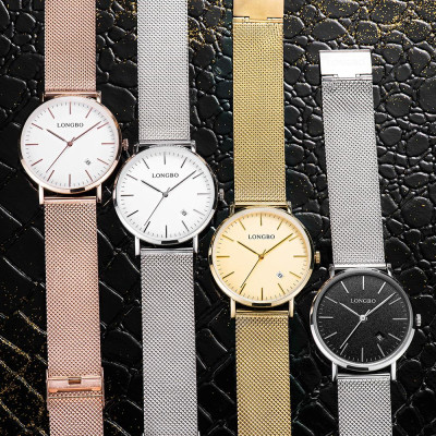 Đồng hồ LONGBO Thời trang Phong cách hiện đại Thắt lưng hợp kim lưới nam & nữ 