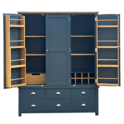 Tủ gỗ đựng thực phẩm chuyên dụng Tundo ngang 140 x 55 x 198 cm màu xanh