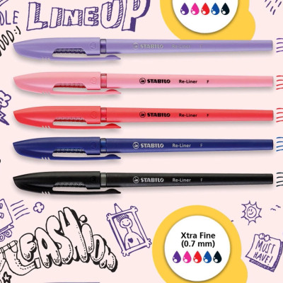 Hộp 10 Bút bi nắp STABILO Re-Liner F 0.7mm (BP868F/10) - Tím