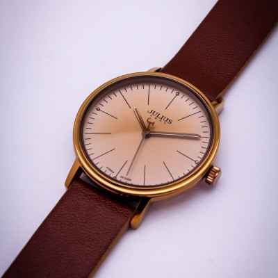 Đồng Hồ Nữ Julius Hàn Quốc JA814LE Dây Da Màu Nâu