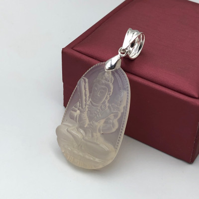 Mặt Dây Chuyền Nam, Nữ Mặt Phật Hư Không Tạng Bồ Tát - Phật Hộ Mệnh Tuổi Sửu-Dần Bạc Hiểu Minh MDN474 